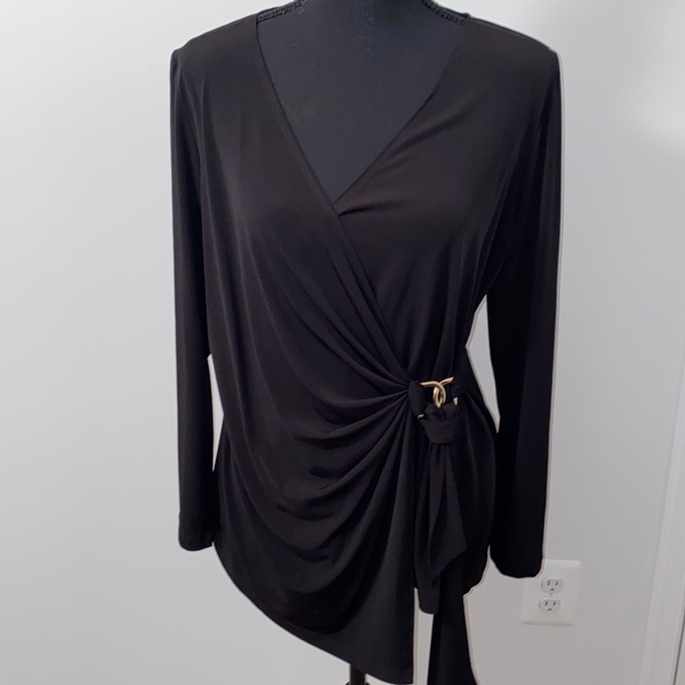 Long Sleeve Crossover V Neck Shirt